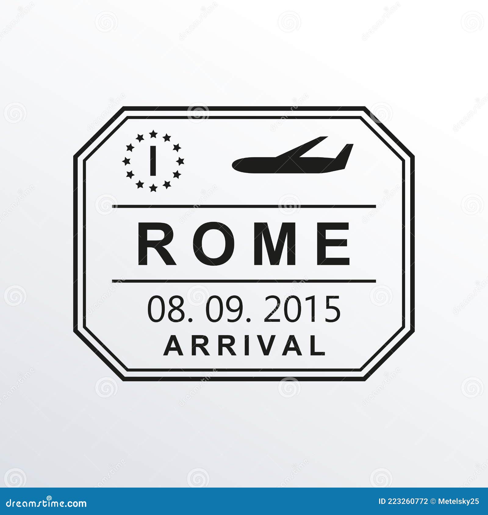 rome passport stamp. italy airport visa stamp or immigration sign. custom control cachet.  .